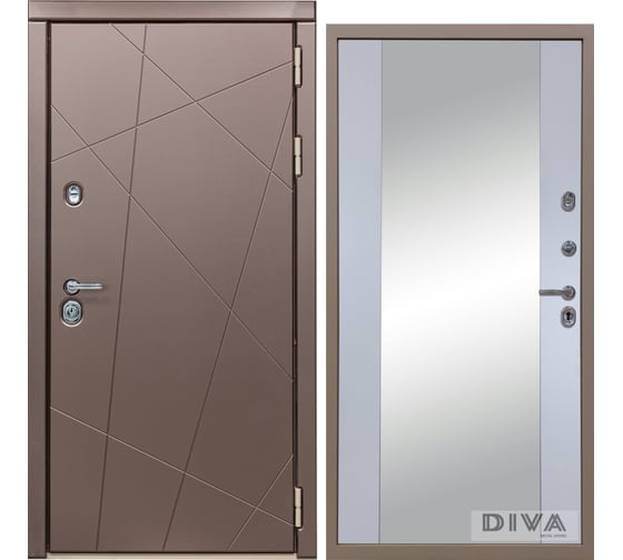 Дверь DIVA 50 Зеркало 2050x960 мм Правая Бронза - Д15 Силк Маус УТ-00075327 1