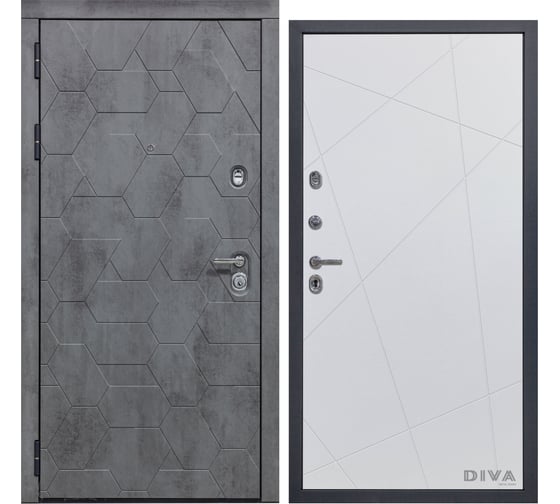 Дверь DIVA 51 2050x960 мм Левая Бетон Темный - Д11 Белый Софт УТ-00073246 1