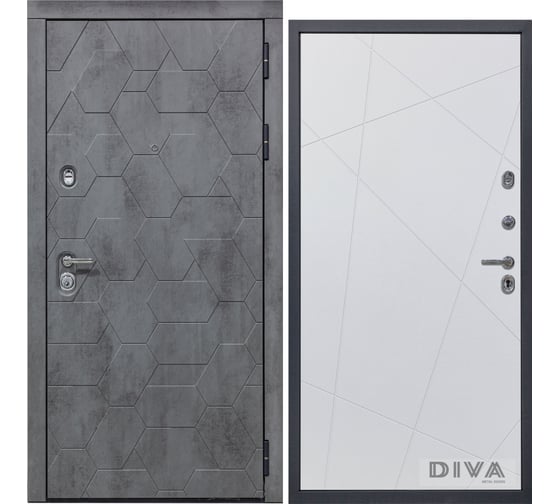 Дверь DIVA 51 2050x960 мм Правая Бетон Темный - Д11 Белый Софт УТ-00072046 1