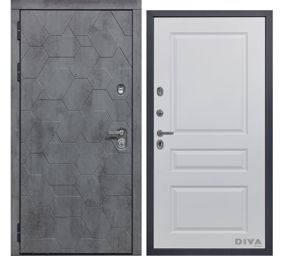 Дверь DIVA 51 2050x960 мм Левая Бетон Темный - Д13 Белый Софт УТ-00075339 1