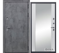 Дверь DIVA 51 Зеркало 2050x860 мм Правая Бетон Темный - Д15 Белый Софт УТ-00074079