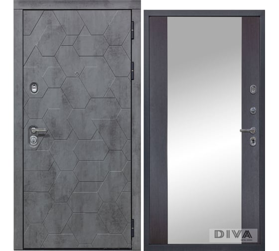 Дверь DIVA 51 Зеркало 2050x960 мм Правая Бетон Темный - Д15 Венге УТ-00075374