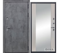 Дверь DIVA 51 Зеркало 2050x860 мм Правая Бетон Темный - Д15 Сандал белый УТ-00075375