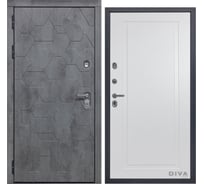 Дверь DIVA 51 2050x960 мм Левая Бетон Темный - Н10 Белый Софт УТ-00075360