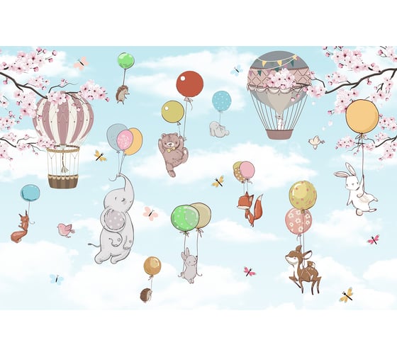 Фотообои DIVINO Животные на воздушных шарах 400x270 см Z-057 1
