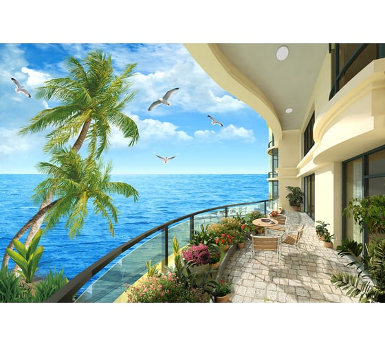 Фотообои DIVINO Балкон с видом на воду 400x270 см Z-126 1