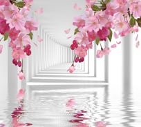 Фотообои DIVINO Розовые цветы в тоннеле, 300x270 см T-211