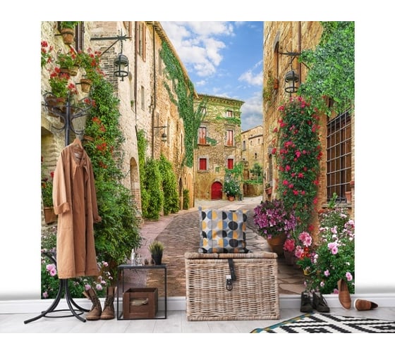 Фотообои DIVINO Улочка с цветами, 300x270 см T-255