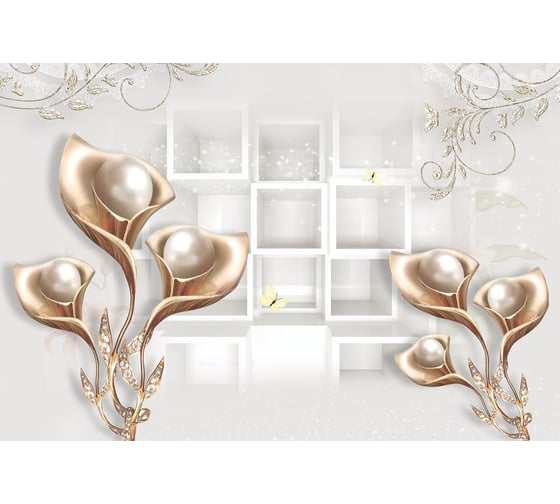 Фотообои DIVINO Лилии с жемчугом, 400x270 см Z-206 1