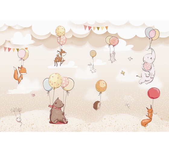 Фотообои DIVINO Животные с воздушными шарами 2, 400x270 см T-341 1