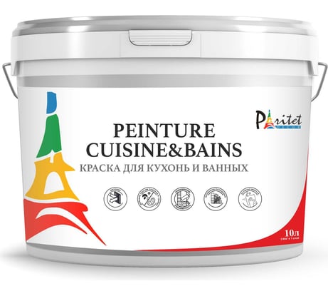 Краска Paritet для кухонь и ванн, белый, 10 л PD-035