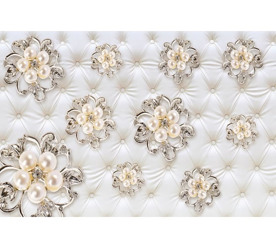 Фотообои DIVINO Броши с жемчугом на светлом фоне 400x270 см Z-174 1