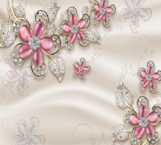 Фотообои DIVINO Розовые броши на шелке 300x270 см Z-220 1