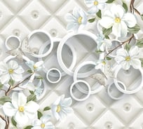 Фотообои DIVINO Цветы на фоне объемных колец 300x270 см Z-237