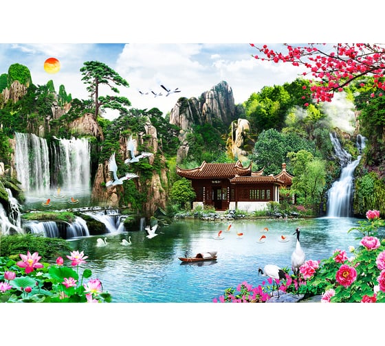 Фотообои DIVINO Вид на гору с водопадом 400x270 см Z-253