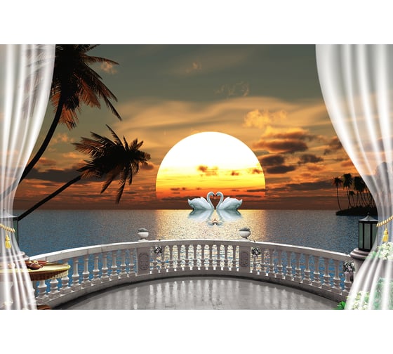 Фотообои DIVINO Лебеди на закате 400x270 см Z-252