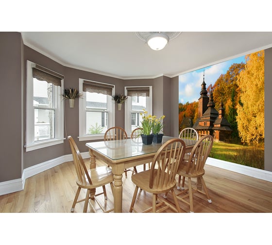 Фотообои DIVINO Церковь в осеннем лесу 300x238 см C-376 1