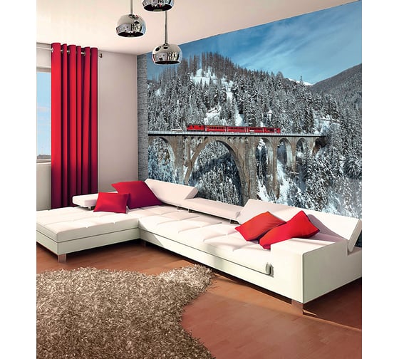 Фотообои DIVINO Красный поезд 300x238 см C-377 1