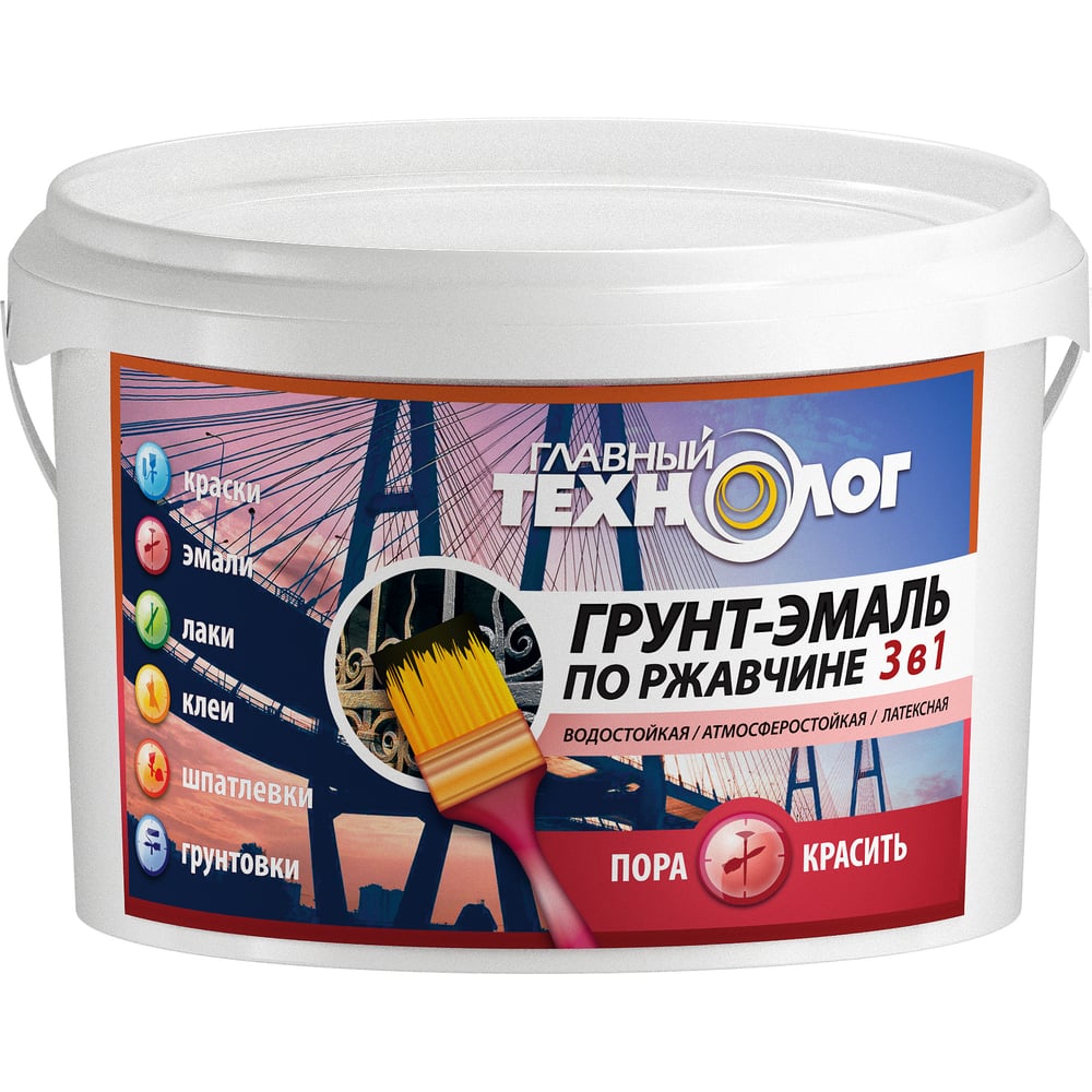 Грунт-эмаль по ржавчине 3 в 1 Новбытхим ГЛАВНЫЙ ТЕХНОЛОГ черная ...