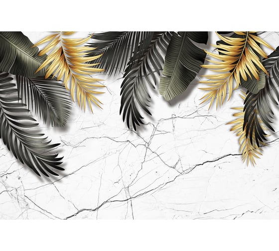 Фотообои DIVINO Листья на мраморном фоне 400x270 см Z-292 1