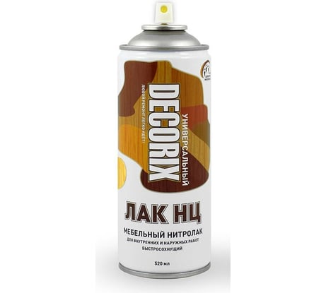 Аэрозольный лак Decorix НЦ (мебельный; нитролак; тонирующий; глянцевый; сосна; 520 мл) 0133-01 DX