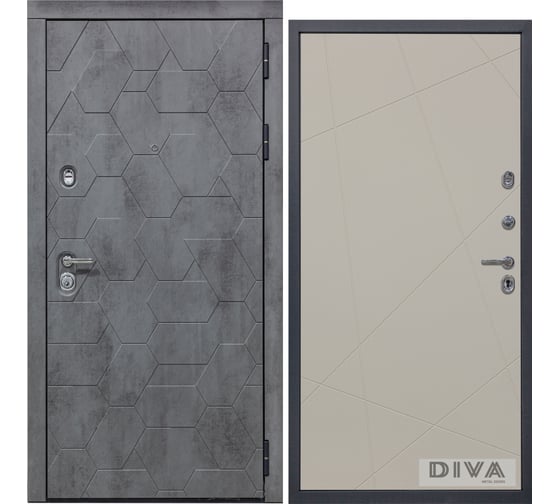 Дверь DIVA 51 2050x860 мм Правая Бетон темный - Д11 Софт шампань УТ-00074292