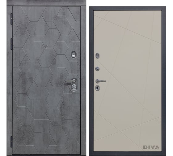 Дверь DIVA 51 2050x860 мм Левая Бетон темный - Д11 Софт шампань УТ-00073449