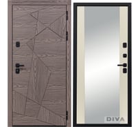 Дверь DIVA 97/2 2050x860 мм Зеркало Правая Дуб коньяк - Д15 Софт шампань УТ-00074788