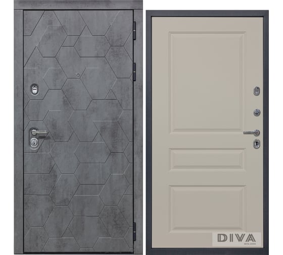Дверь DIVA 51 2050x960 мм Правая Бетон темный - Д13 Софт шампань УТ-00075347