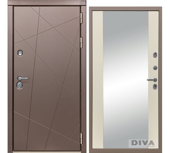 Дверь DIVA 50 Зеркало 2050x960 мм Правая Бронза - Д15 Софт шампань УТ-00075333 1
