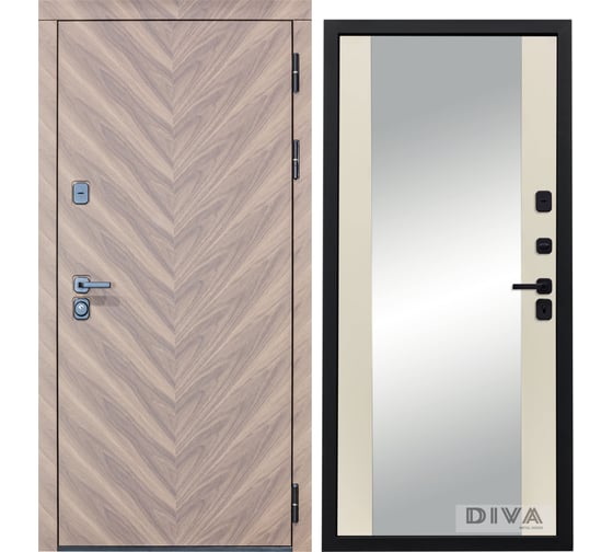 Дверь DIVA 98 Зеркало 2050x960 мм Правая Орех шоколадный - Д15 Софт шампань УТ-00075895