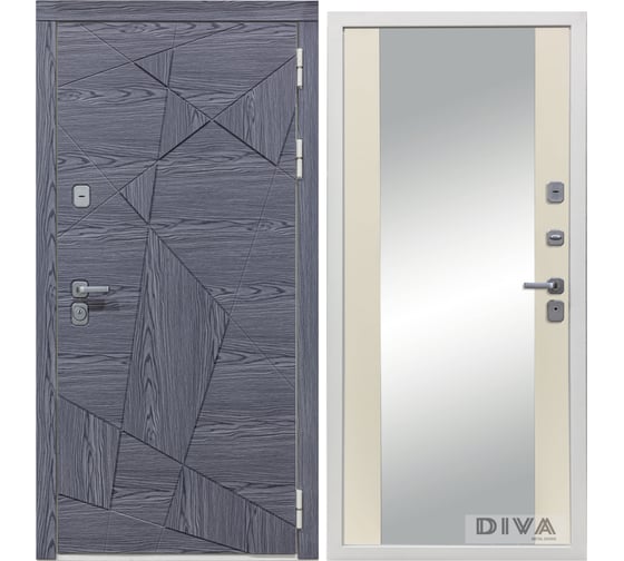 Дверь DIVA 97/3 Зеркало 2050x960 мм Правая Дуб графит - Д15 Софт шампань УТ-00074920 1