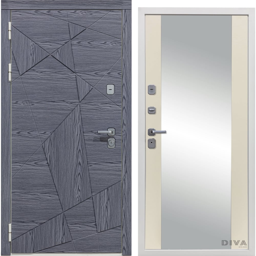 Дверь DIVA 97/3 Зеркало 2050x860 мм Левая Дуб графит - Д15 Софт шампань ...