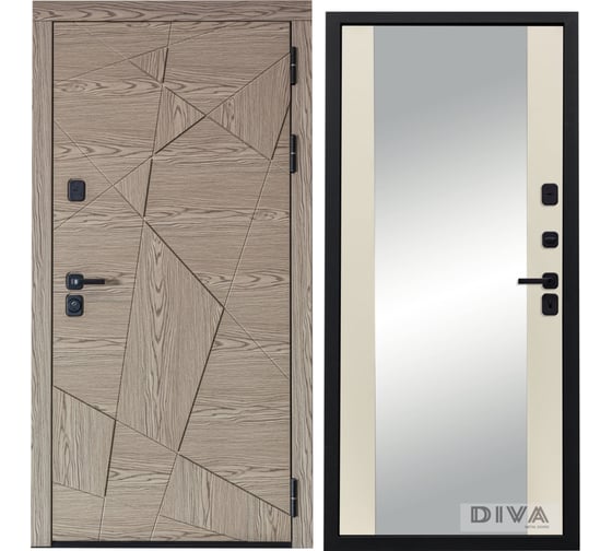 Дверь DIVA 97/1 2050x860 мм Зеркало Правая Дуб натуральный - Д15 Софт шампань УТ-00074997
