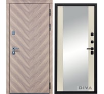 Дверь DIVA 98 Зеркало 2050x860 мм Правая Орех шоколадный - Д15 Софт шампань УТ-00075892