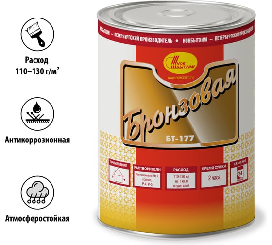 Краска НОВБЫТХИМ БТ-177 Бронзовая банка 1 л 64