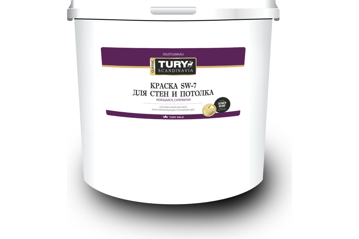 Краска TURY в/д SW-7 моющаяся супербелая, 13 кг 20014368 - выгодная ...