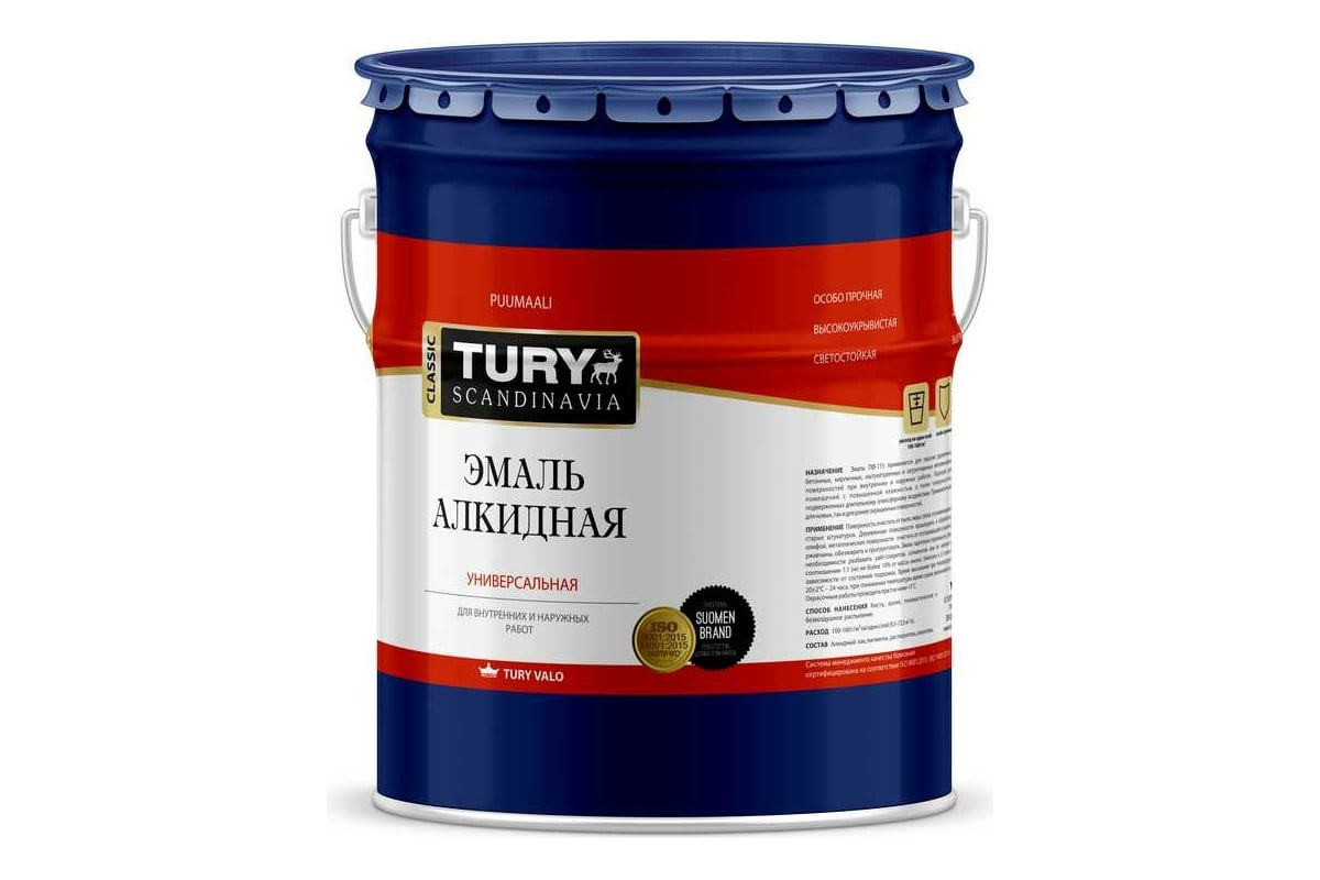 Алкидная эмаль TURY ПФ-115 зеленая, 12 кг 20008242 - выгодная цена ...