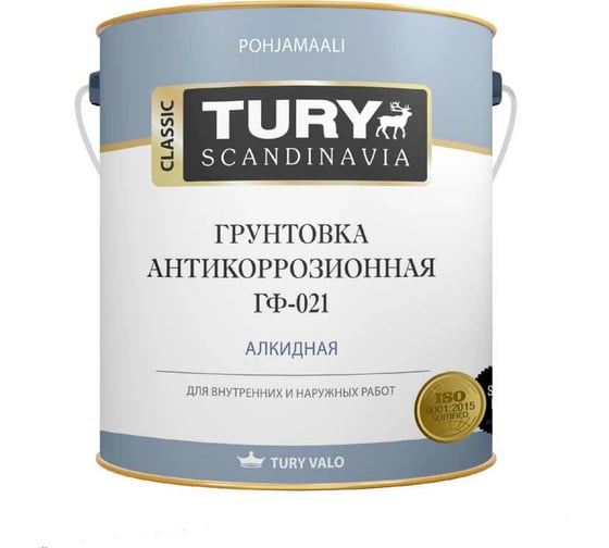 Грунт TURY ГФ-021 серый, 2,4 кг 1000247 1