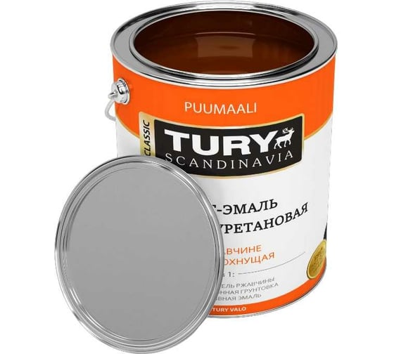 Грунт-эмаль TURY АУ по ржавчине 3 в 1 коричневая (RAL 8017), 0,9 кг 20012771 1
