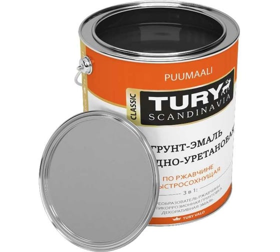 Грунт-эмаль TURY АУ по ржавчине 3 в 1, темно-серая (RAL 7024), 0.9 кг T1-00003562