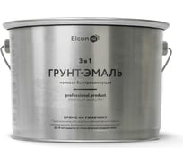 Быстросохнущая грунт-эмаль по металлу Elcon (3 в 1 по ржавчине; матовая; черная; 2 кг) 00-00462668