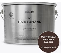 Быстросохнущая грунт-эмаль по металлу Elcon (3 в 1 по ржавчине; матовая; коричневая; 10 кг) 00-00462653