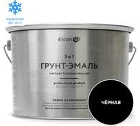 Быстросохнущая грунт-эмаль по металлу Elcon (3 в 1 по ржавчине; матовая; черная; 10 кг) 00-00462658