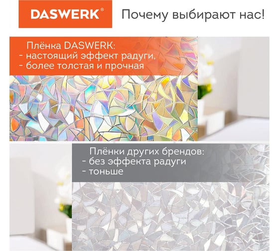 Самоклеящаяся статическая пленка на окно DASWERK Витраж без клея, солнцезащитная, 67.5x150 см 607969