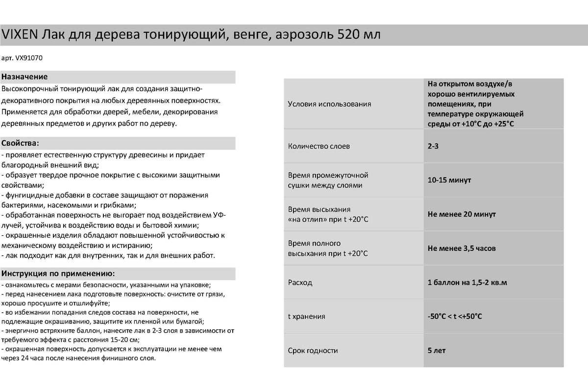 Лак по дереву для мебели венге