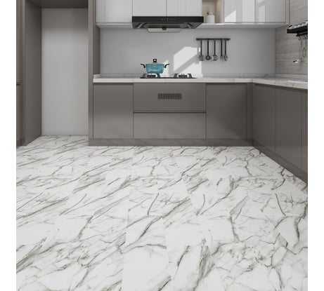 Виниловый пол с подложкой Lamiwood AQUAMARINE (Мрамор Бьянко; класс 43; 5 мм, микрофаска; 1,86 кв.м) M-01