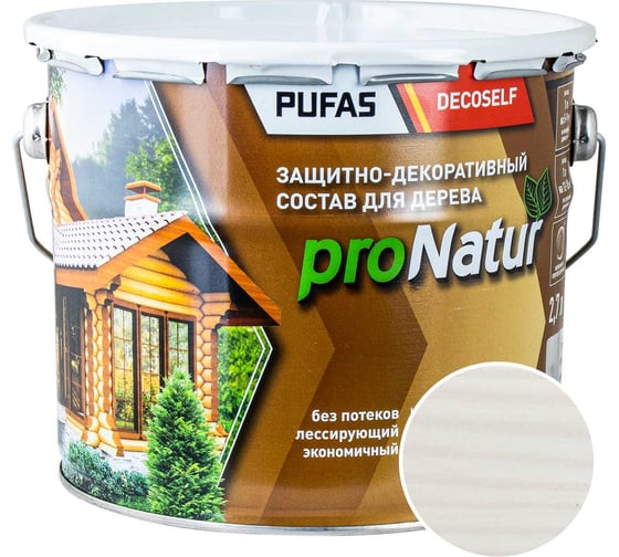 Лессирующий антисептик для дерева Pufas белый Decoself 2,7л тов-200294