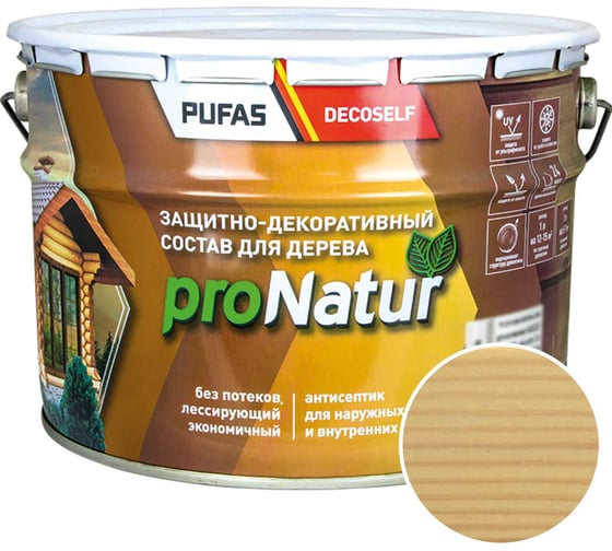 Лессирующий антисептик для дерева Pufas сосна Decoself 9л тов-200287