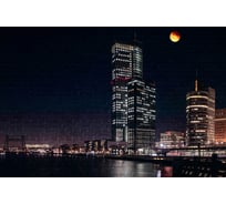 Фотообои Студия фотообоев Луна над мегаполисом, 400x270 см, 4 полотна 1418244